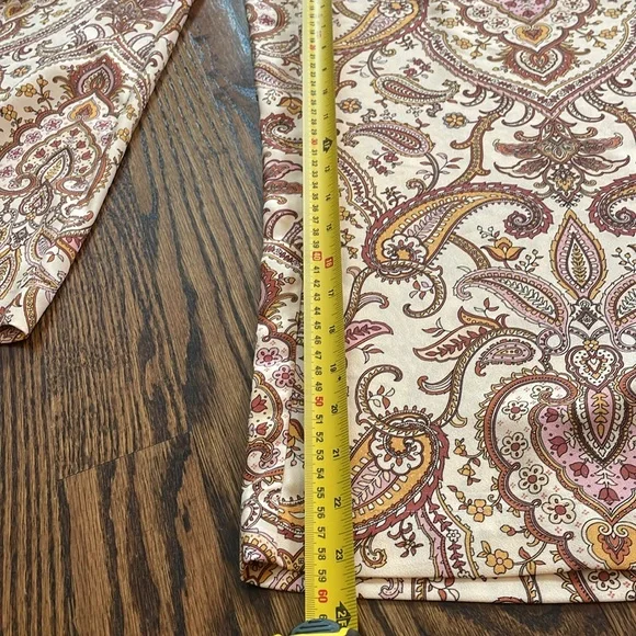 Melanie Lyne sz 14 Wide leg flowy cropped pants w paisley print brown pink gold - Picture 7 of 14